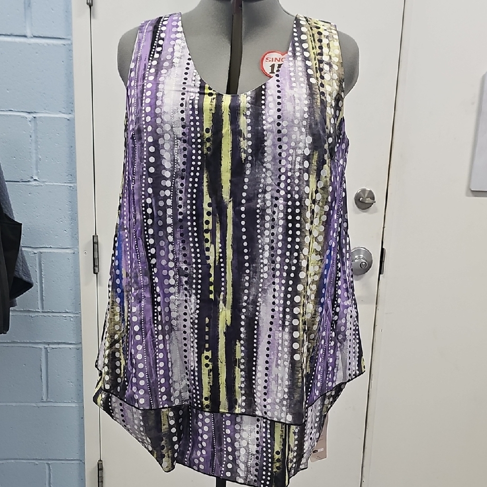 Chic Purple and Black Sleeveless Tunic